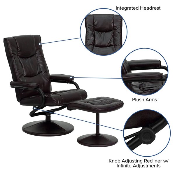 Brown LeatherSoft Recliner with Ottoman