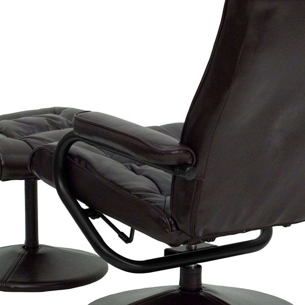 Brown LeatherSoft Recliner with Ottoman
