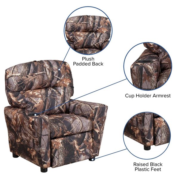 Camo Fabric Kids Recliner, 25