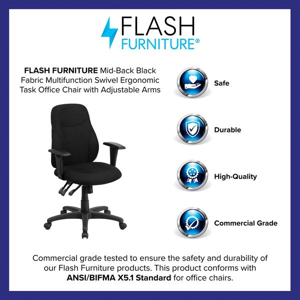 Fabric Task Chair, 16-3/4