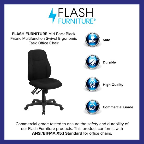 Fabric Task Chair, 16-3/4