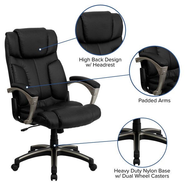 Contemporary Chair, Leather, 17-3/4