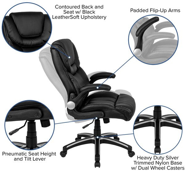 Contemporary Chair, Leather, 17-1/2