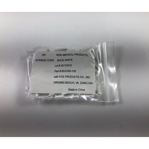 Syringe Caps, Ls and Ll, White, PK100