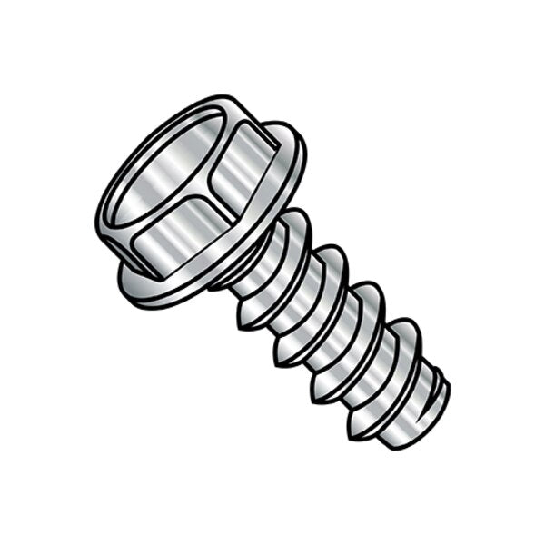 Self-Drilling Screw, #8-18 x 1/2 in, Plain 18-8 Stainless Steel Hex Head Hex Drive, 5000 PK