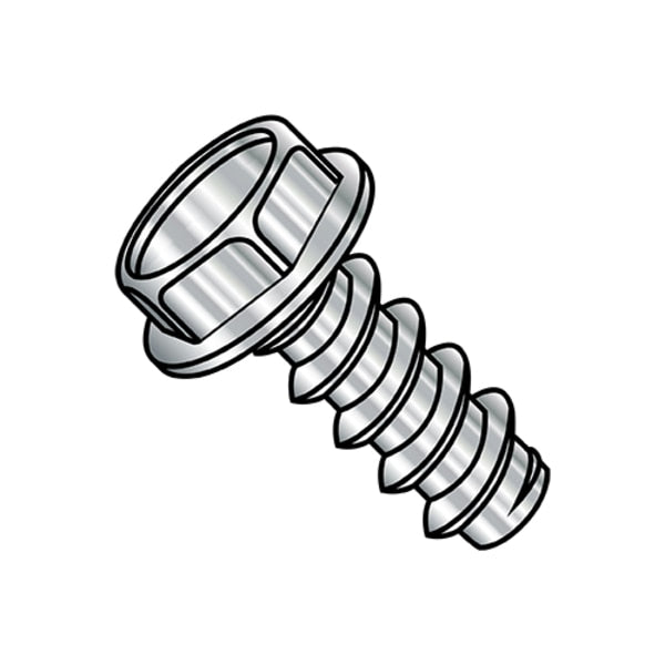 Self-Drilling Screw, #10-16 x 1/2 in, Plain 18-8 Stainless Steel Hex Head Hex Drive, 3000 PK