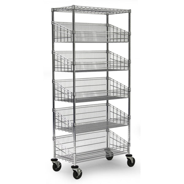 Basket Unit, w/Casters, 5 Baskets, 18x24x80
