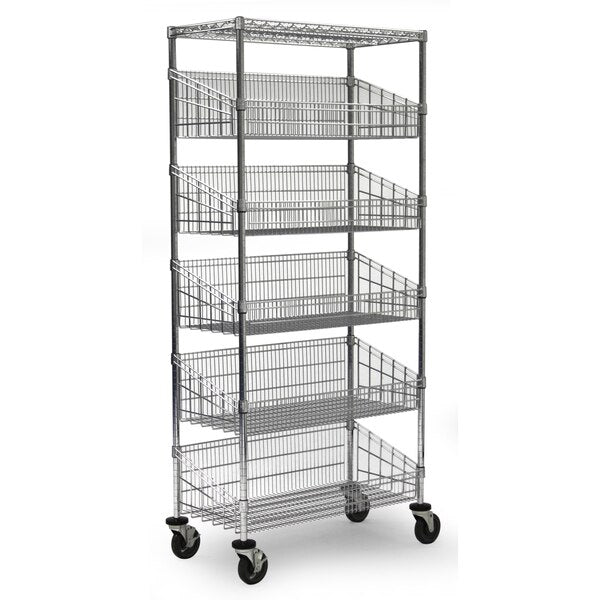Basket Unit, w/Casters, 5 Baskets, 24x60x80