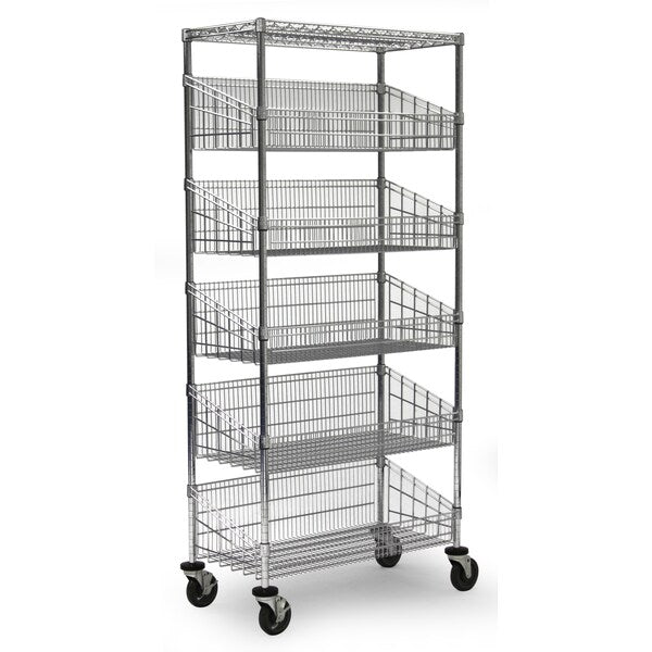 Basket Unit, w/Casters, 4 Baskets, 24x60x69