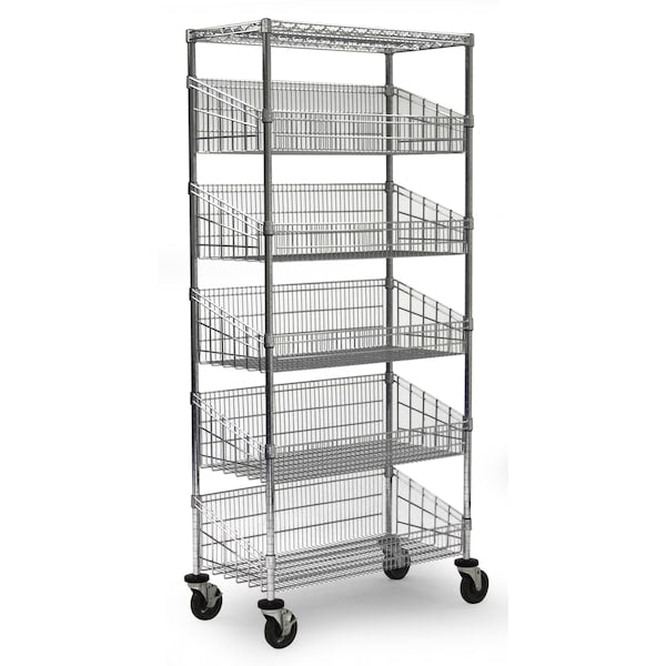 Basket Unit, w/Casters, 4 Baskets, 18x60x69