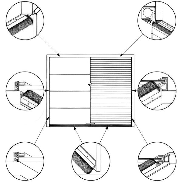Brushseal, Dock Leveler, Nylon, 1-1/8-in 90 Degree Holder, 2-in Brush, 94-in.