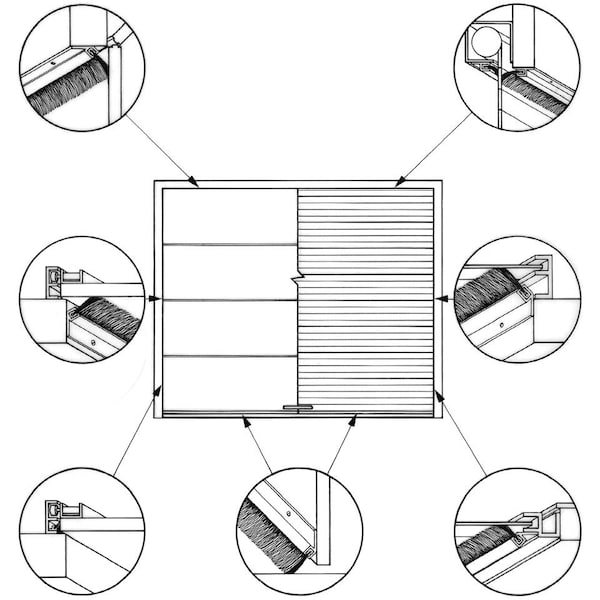 Brushseal, Polyp., 1-1/2-in Straight Holder, 2-in Brush, 94-in.