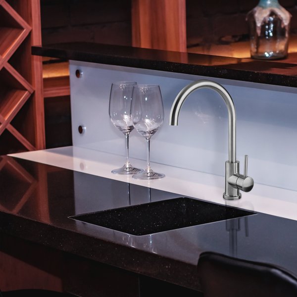 Gooseneck 1-Handle Bar Faucet in Brushed