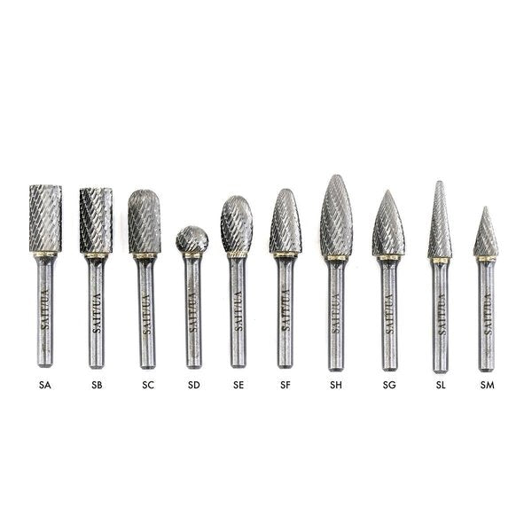 SAIT 45025 Double Cut (Alternate Cut) Carbide Burs, Type SL1, 1/4