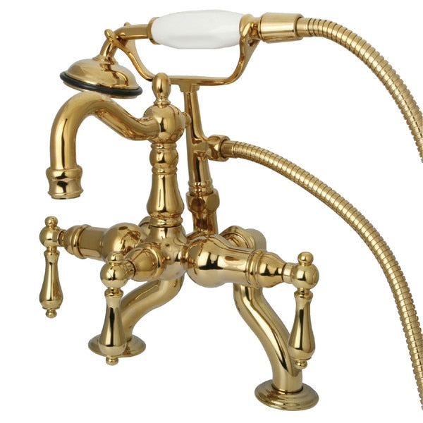 Deck-Mount Clawfoot Tub Faucet, Polished Brass, Deck Mount