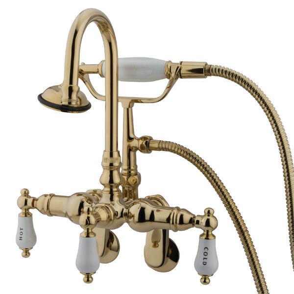Wall-Mount Clawfoot Tub Faucet, Polished Brass, Tub Wall Mount