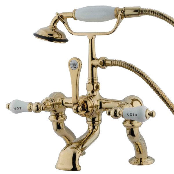 Deck-Mount Clawfoot Tub Faucet, Polished Brass, Deck Mount