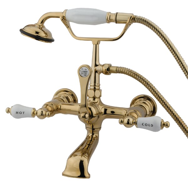Wall-Mount Clawfoot Tub Faucet, Polished Brass, Tub Wall Mount