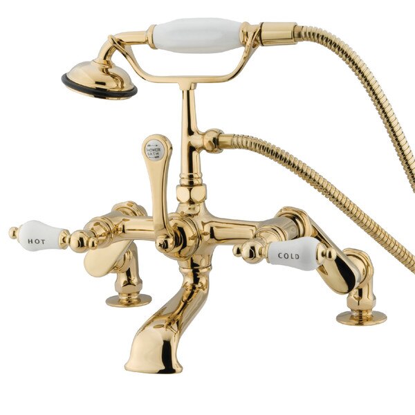 Deck-Mount Clawfoot Tub Faucet, Polished Brass, Deck Mount