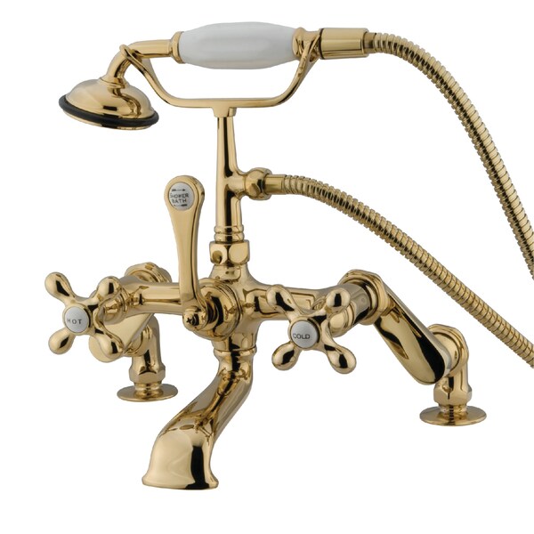 Deck-Mount Clawfoot Tub Faucet, Polished Brass, Deck Mount
