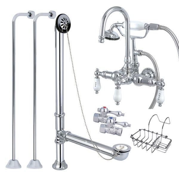 Clawfoot Tub Faucet Packages, Polished Chrome, Tub Wall Mount