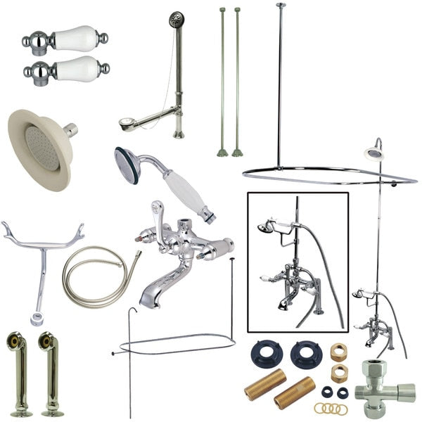 Clawfoot Tub Faucet Packages, Polished Chrome, Deck Mount