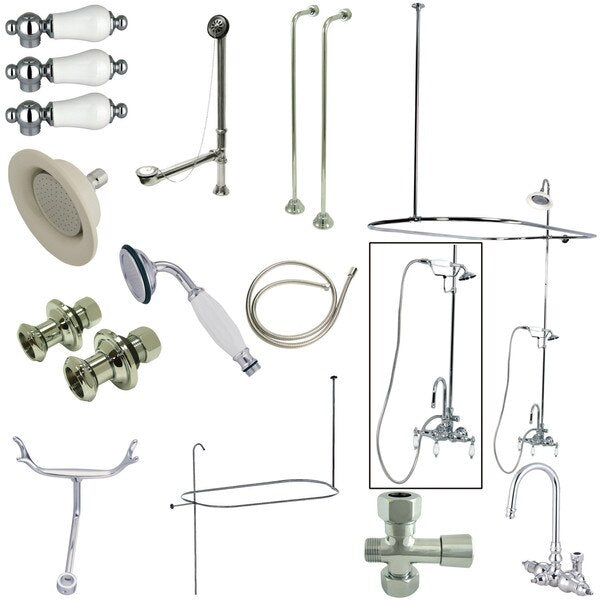 Clawfoot Tub Faucet Packages, Polished Chrome, Tub Wall Mount