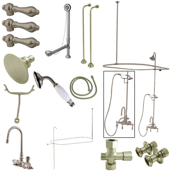 Clawfoot Tub Faucet Packages, Brushed Nickel, Tub Wall Mount