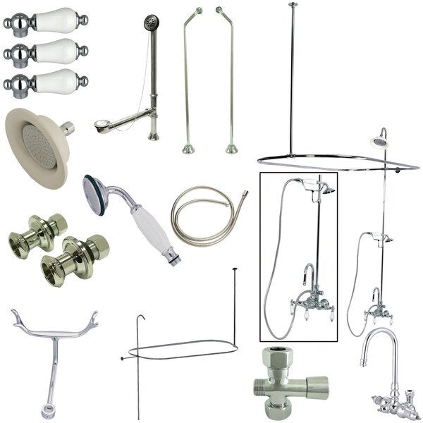 Clawfoot Tub Faucet Packages, Polished Chrome, Tub Wall Mount