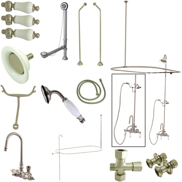 Clawfoot Tub Faucet Packages, Brushed Nickel, Tub Wall Mount