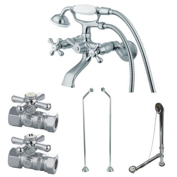 Clawfoot Tub Faucet Packages, Polished Chrome, Tub Wall Mount