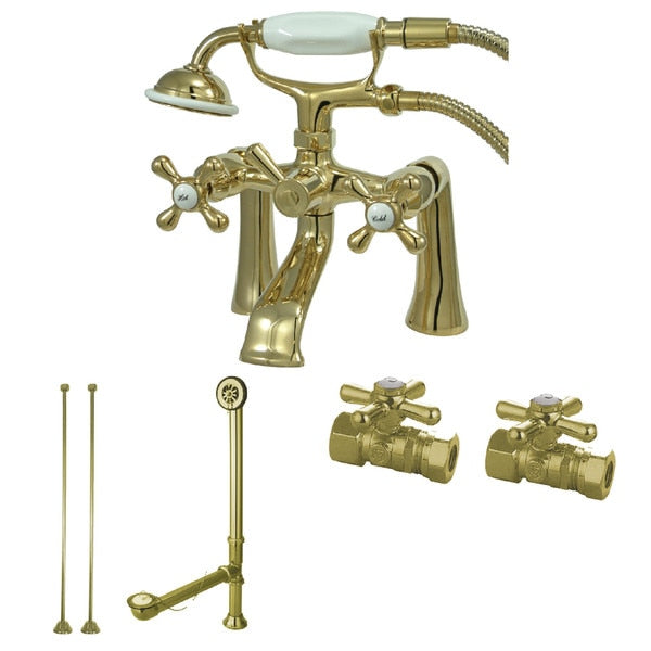 Clawfoot Tub Faucet Packages, Polished Brass, Deck Mount