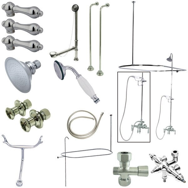 Clawfoot Tub Faucet Packages, Polished Chrome, Tub Wall Mount