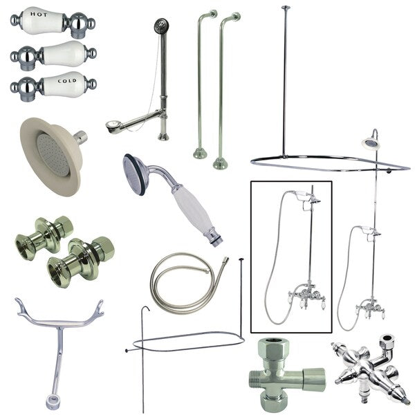 Clawfoot Tub Faucet Packages, Polished Chrome, Tub Wall Mount