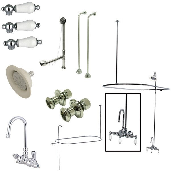 Clawfoot Tub Faucet Packages, Polished Chrome, Tub Wall Mount