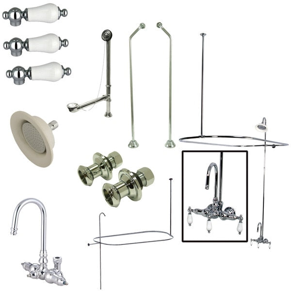 Clawfoot Tub Faucet Packages, Polished Chrome, Tub Wall Mount