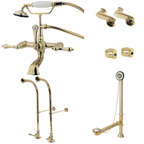 Clawfoot Tub Faucet Packages, Polished Brass, Freestanding