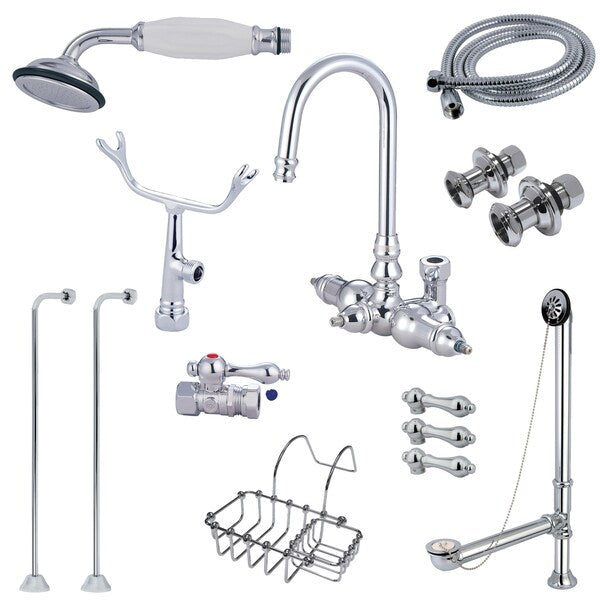 Clawfoot Tub Faucet Packages, Polished Chrome, Tub Wall Mount