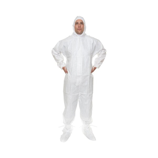 Sterile Coverall, 25 PK, White, Proprietary Laminated Nonwoven, Zipper