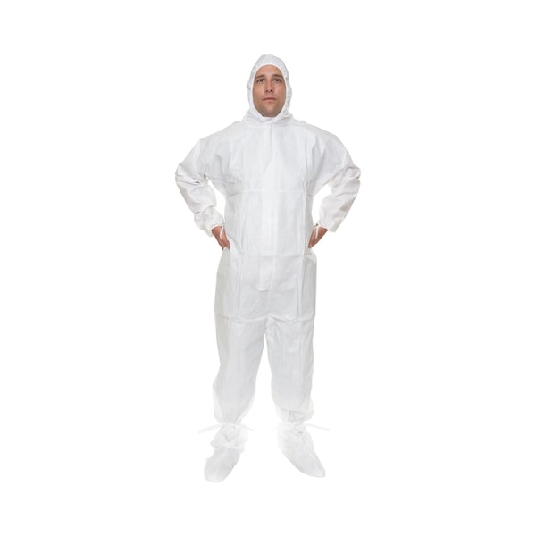 Sterile Coverall, 25 PK, White, Proprietary Laminated Nonwoven, Zipper