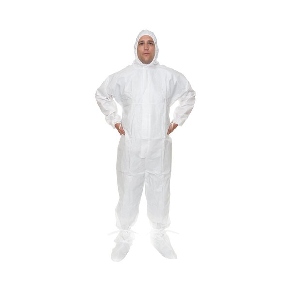 Sterile Coverall, 25 PK, White, Proprietary Laminated Nonwoven, Zipper