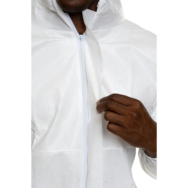 Sterile Coverall, 25 PK, White, Proprietary Laminated Nonwoven, Zipper