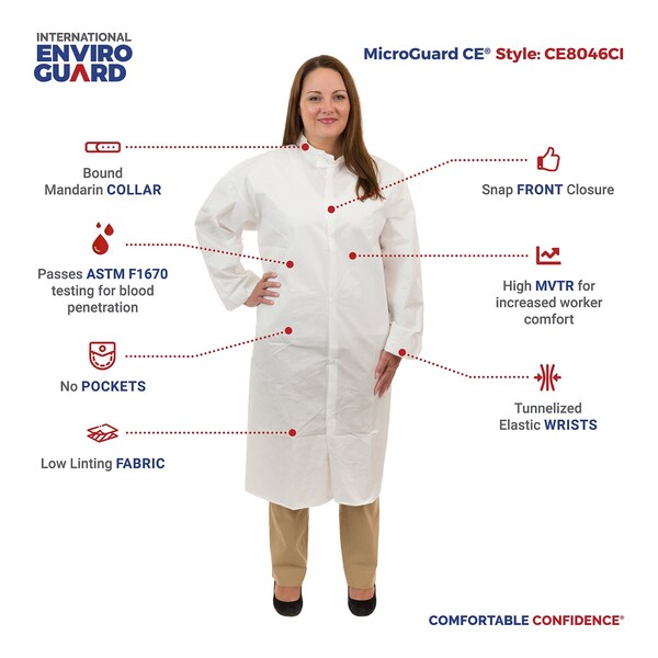 MicroGuard CEÂ®, Clean Microporous Processed Frock, XL, PK50