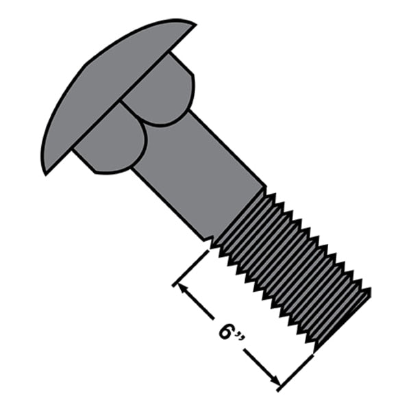 3/8-16X8 BOLT CARRIAGE PT 6 THRD GALVANIZED