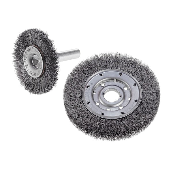 Wire Whl, 4, Rdl Crimp, 0.014, SS, 5/8-11 AH