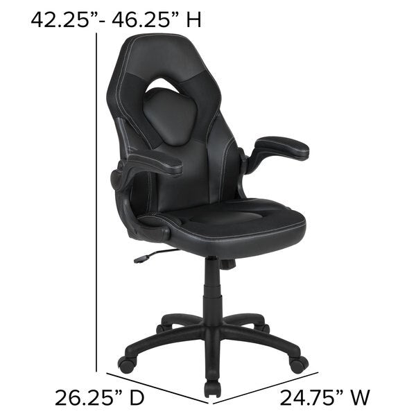 Gaming Chair, Padded Flip-up, Black