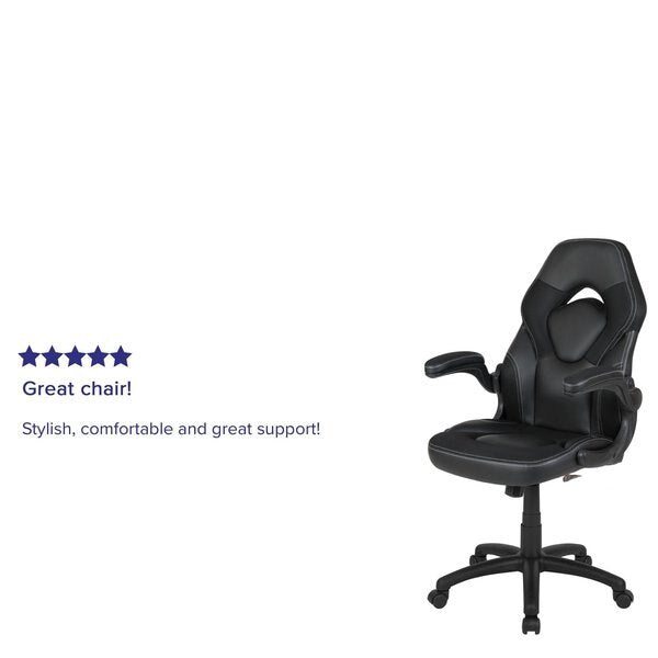 Gaming Chair, Padded Flip-up, Black