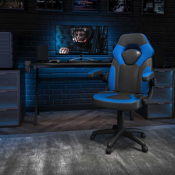 Gaming Chair, Padded Flip-up, Blue