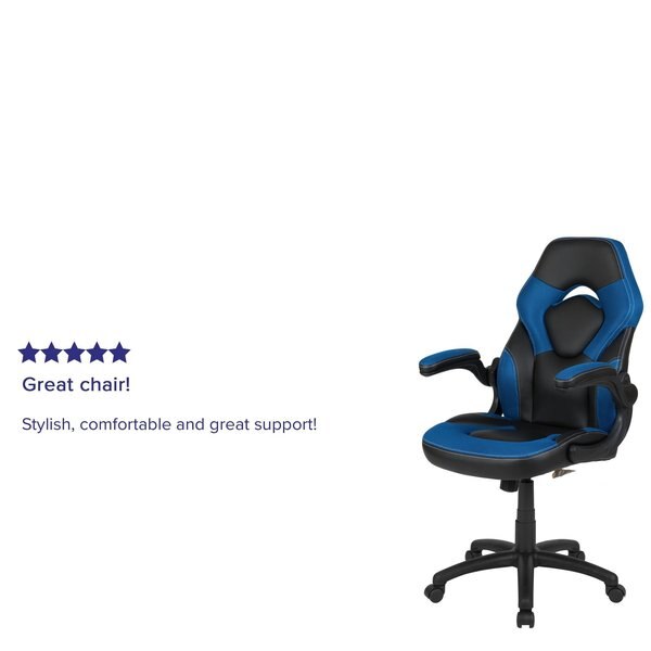Gaming Chair, Padded Flip-up, Blue