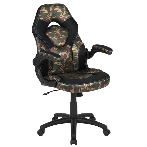 Gaming Chair, Padded Flip-up, Camouflage